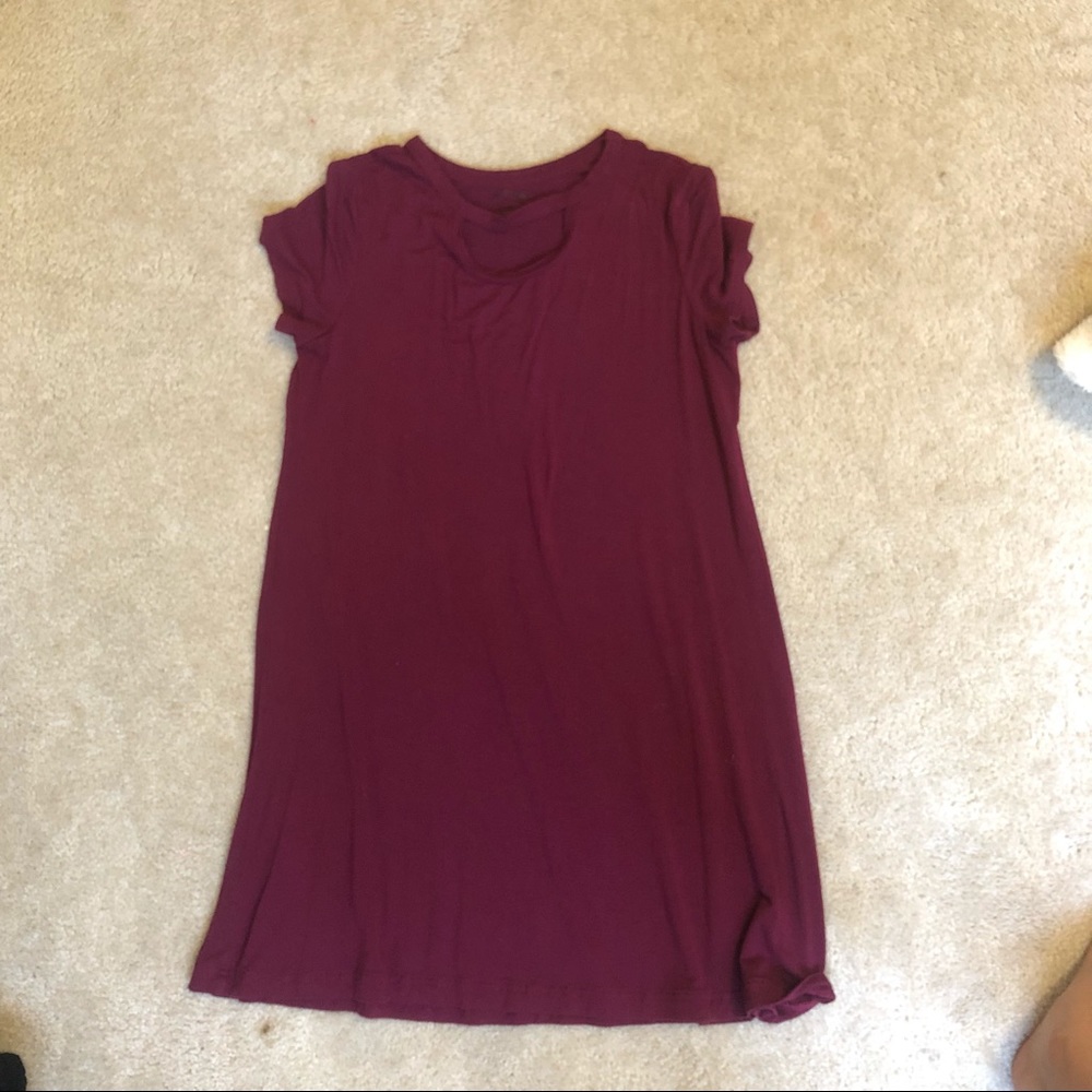 Maroon T-Shirt dress
